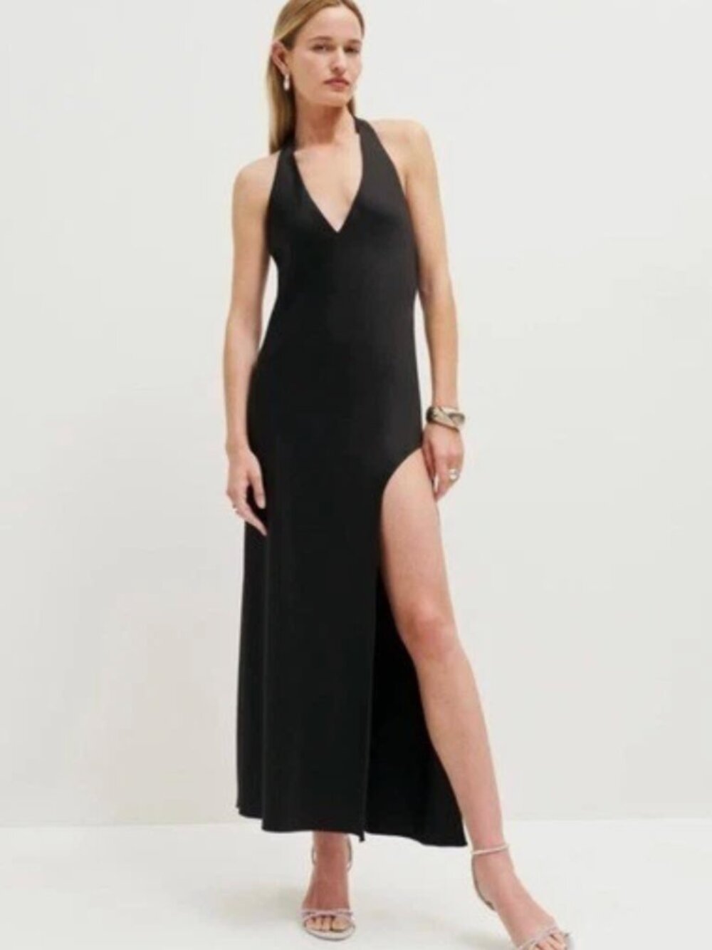 NWOT Reformation Meral Satin Dress Black S